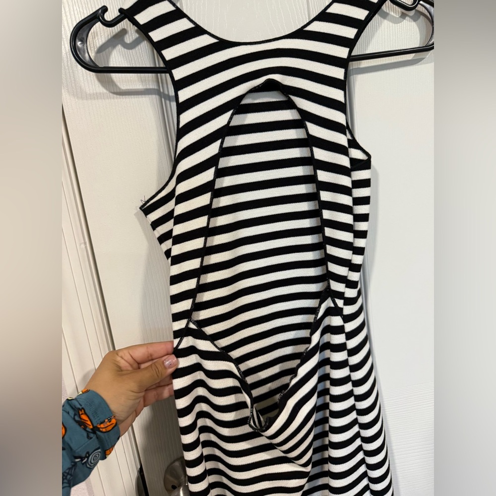 Zara Black and White Striped Midi Dress